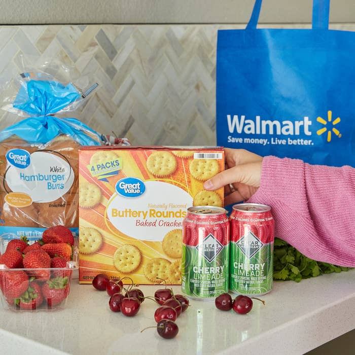 A close up of Walmart groceries