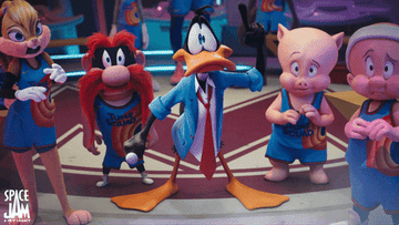 Daffy Duck&#x27;s jaw hits the floor surrounded by his teammates