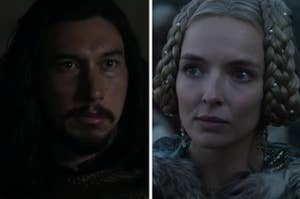 Adam Driver side by side with Jodie Comer in "The Last Duel"