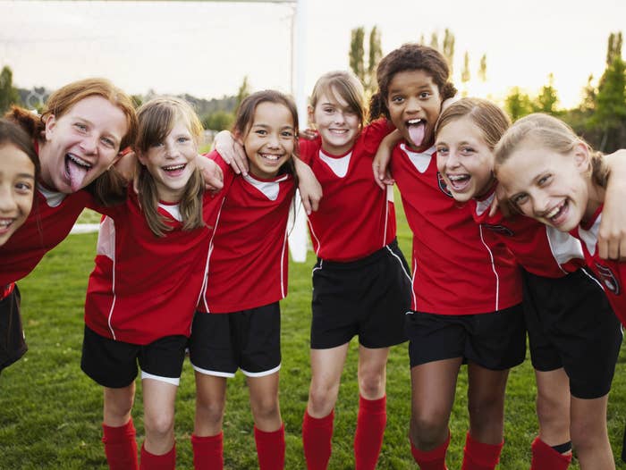 A group of girls smiling