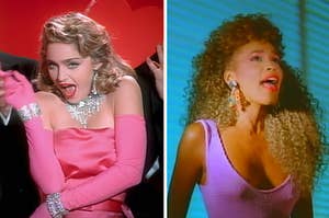 madonna on the left and whitney houston on the right