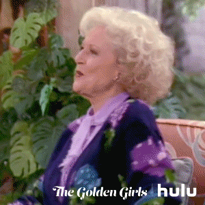 Gif of Betty White from The Golden Girls sitting back and crossing her arms in a satisfied way