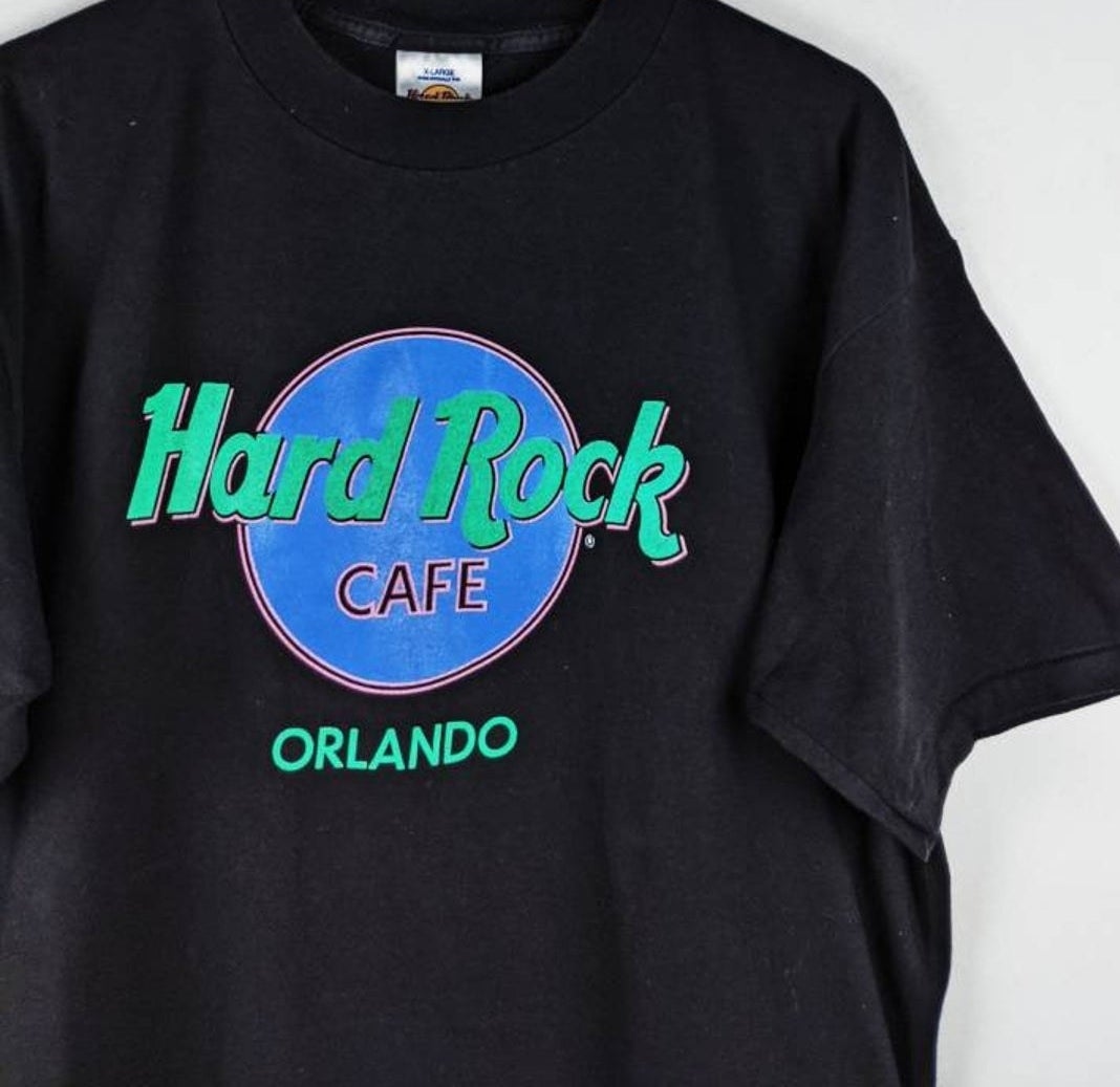 A black Hard Rock Cafe Orlando T-shirt