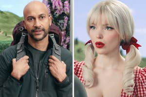 Stills from Schmigadoon showing Keegan-Michael Key and Dove Cameron