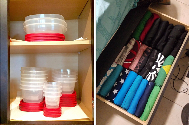 Snap on plastic container lids / neatly folded shirts