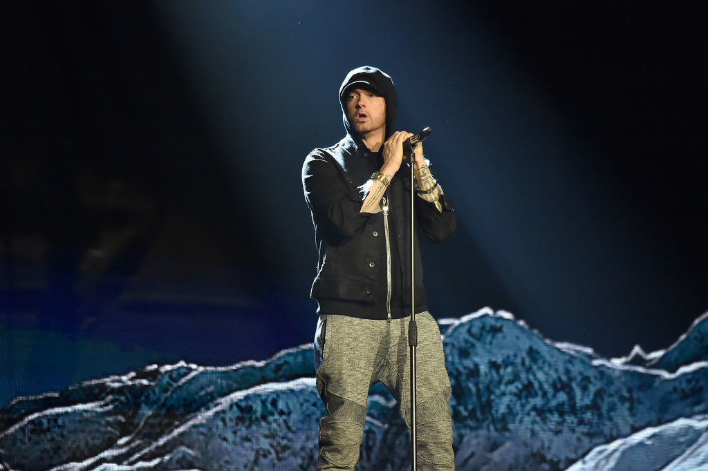 Eminem on stage at the VMAs