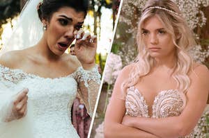two brides crying on their big day