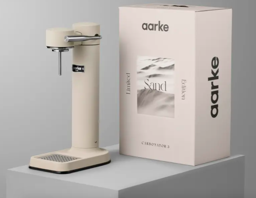 The Aarke sparkling water maker in Sand