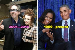 Tim Burton and Helena Bonham Carter; Michelle and Barack Obama