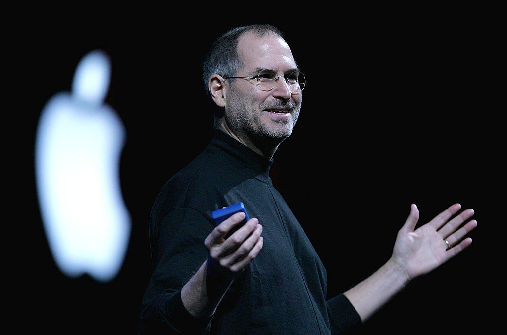 Steve Jobs gives a keynote address at an Apple event