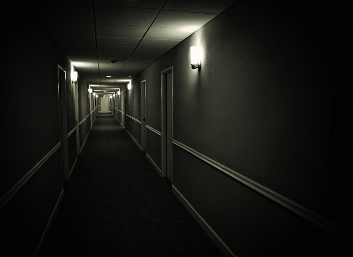 Creepy, dim hallway