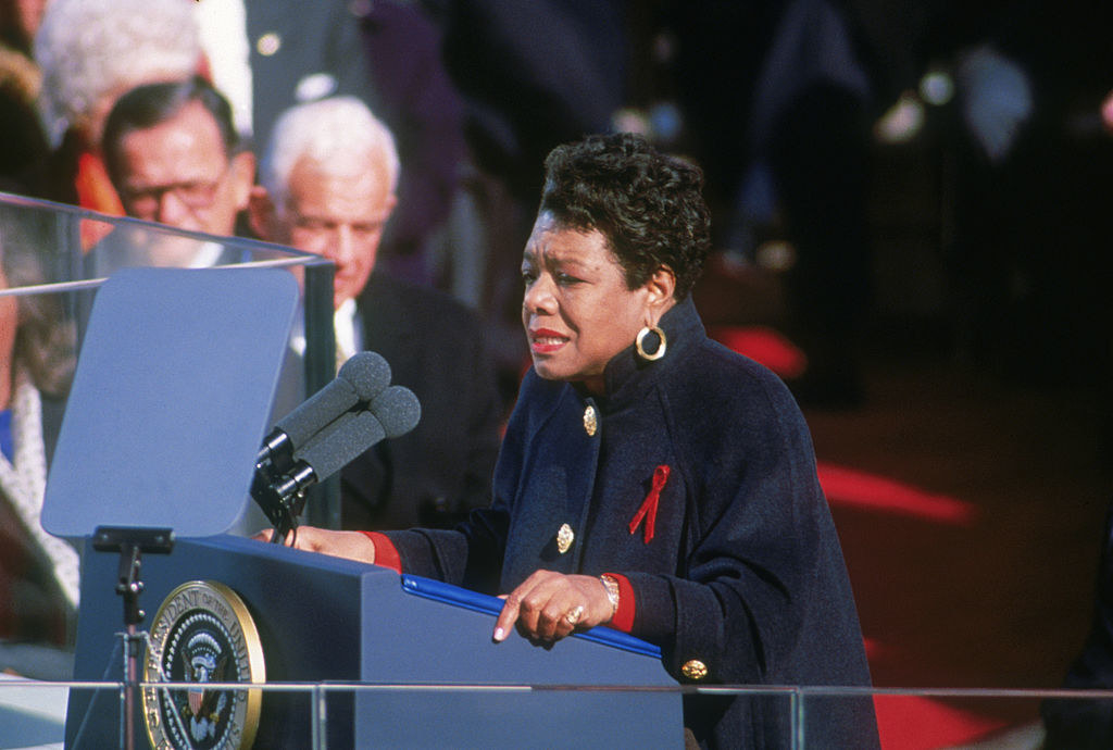 Maya Angelou reads as the inaugural poet at Bill Clinton&#x27;s inauguration