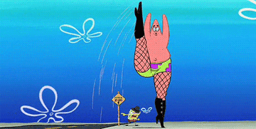 Patrick dancing in fishnets