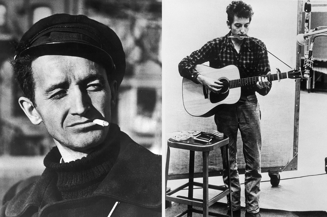 Woody Guthrie and Bob Dylan in their younger days
