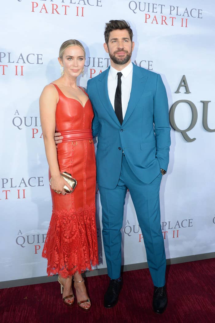 Emily Blunt and John Krasinski on the A Quiet Place Part II red carpet