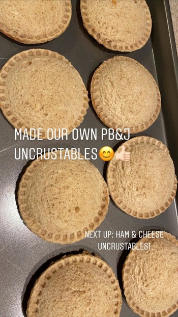 A customer review photo showing homemade uncrustables