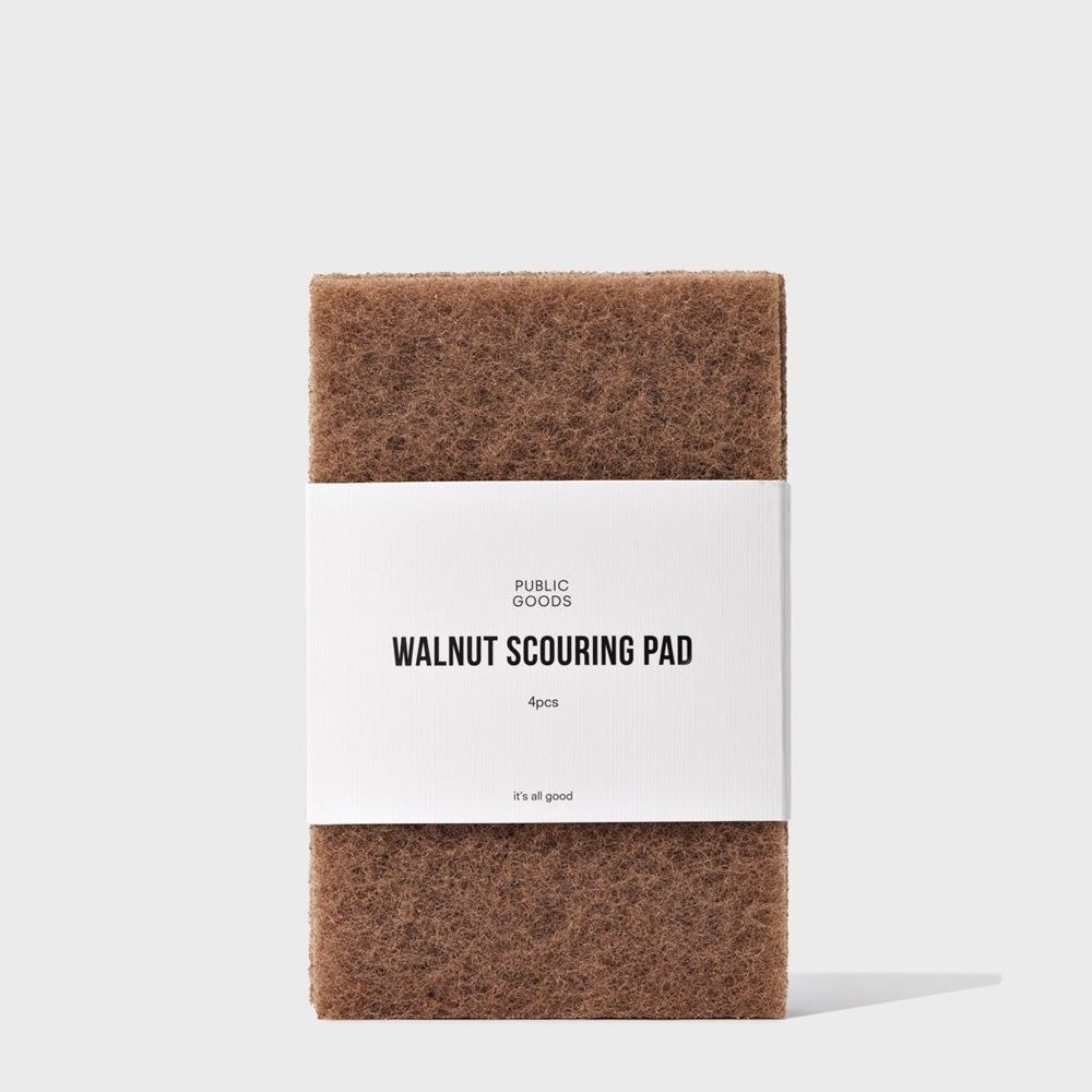 the walnut scouring pad with a textured brown surface