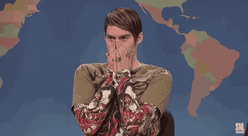 Stefon sketch with bill hader covering his mouth