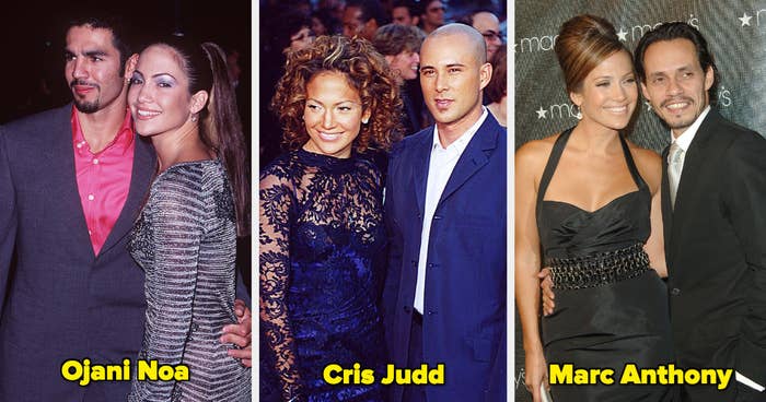 Jennifer Lopez with her former husbands