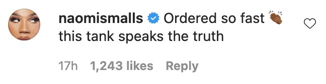 A comment on IG from @naomismalls