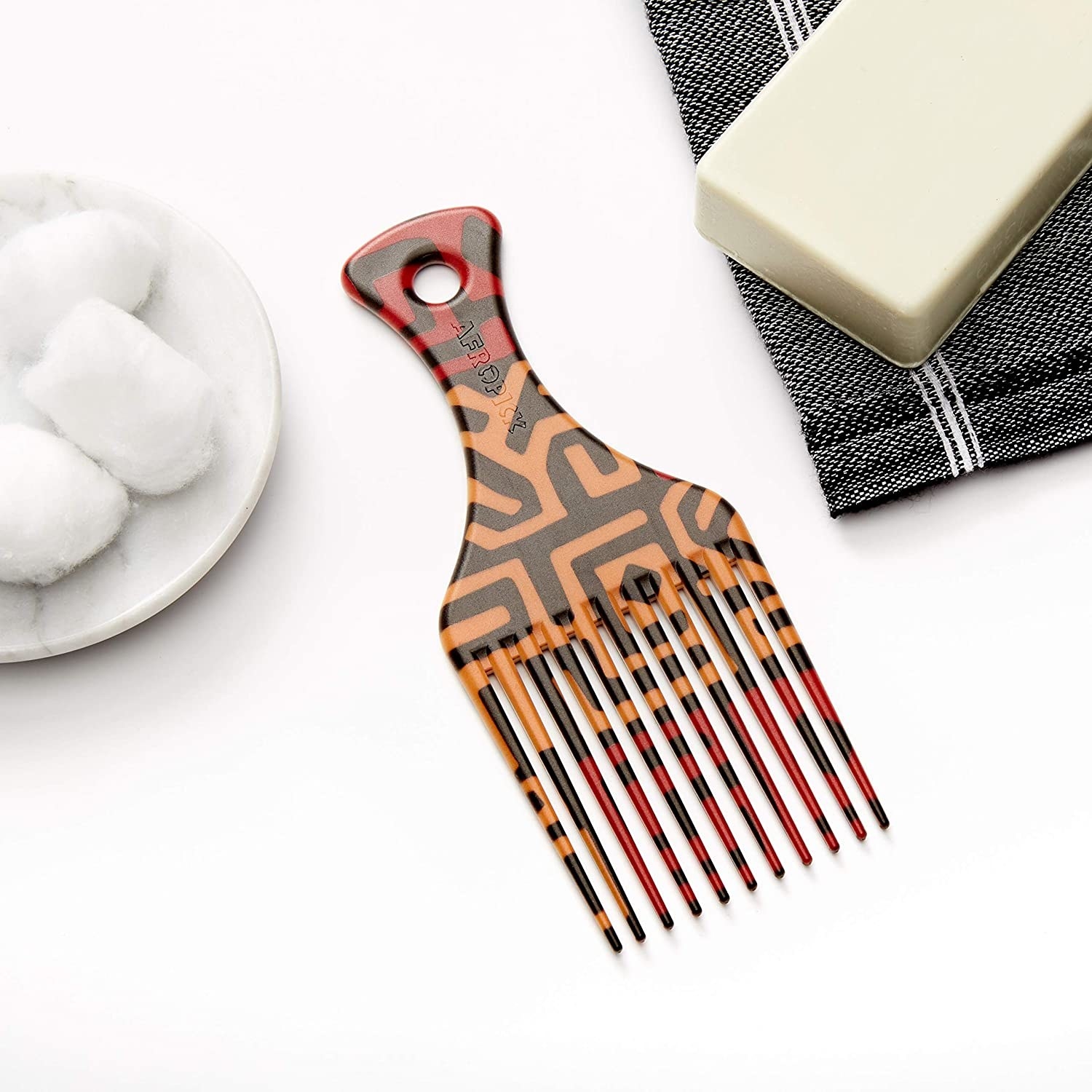 the tribe patterned afro pick