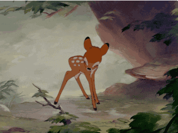 a gif of bambi dancing in the forest