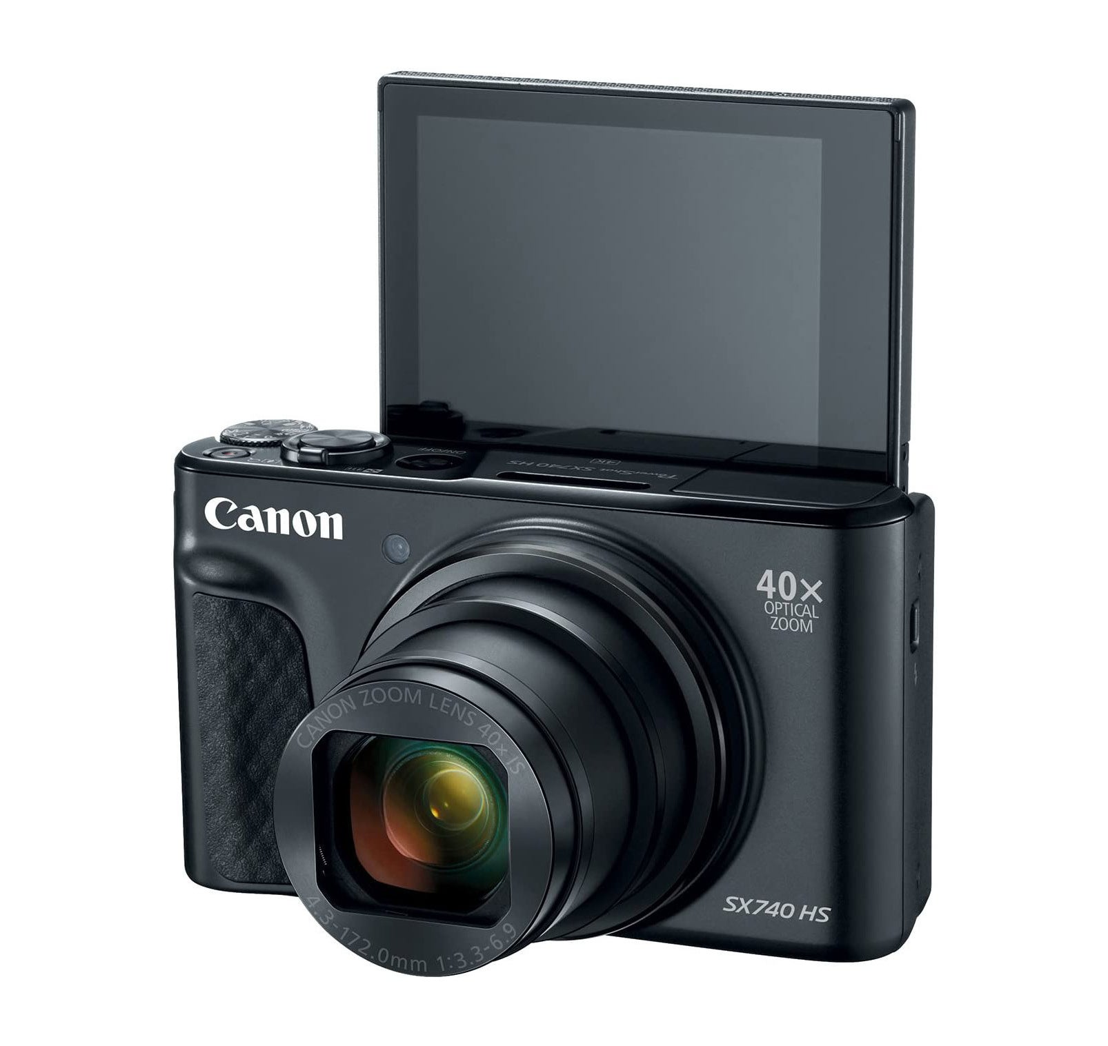A camera with the display flipped up