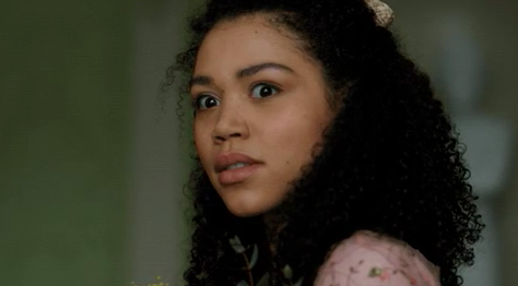 Marina Thompson from &quot;Bridgerton&quot; looking shocked