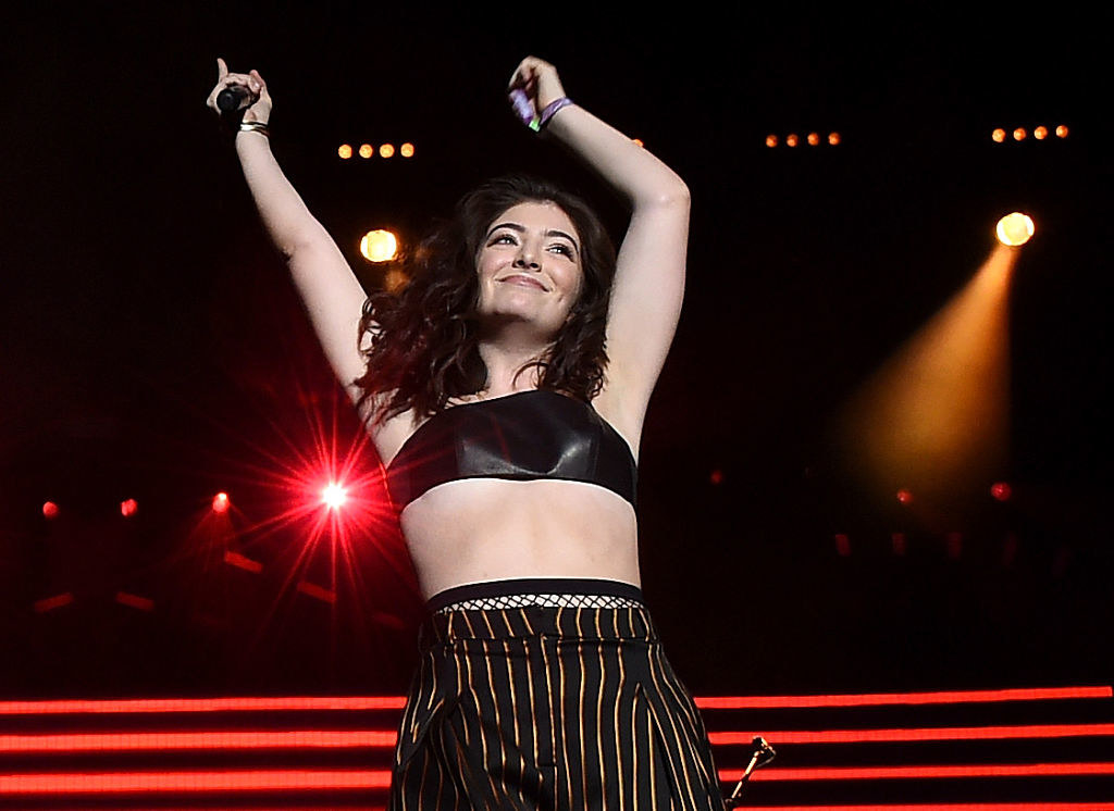 Lorde performs onstage during the Disclosure show on day 2 of the 2016 Coachella Valley Music &amp;amp; Arts Festival Weekend 1