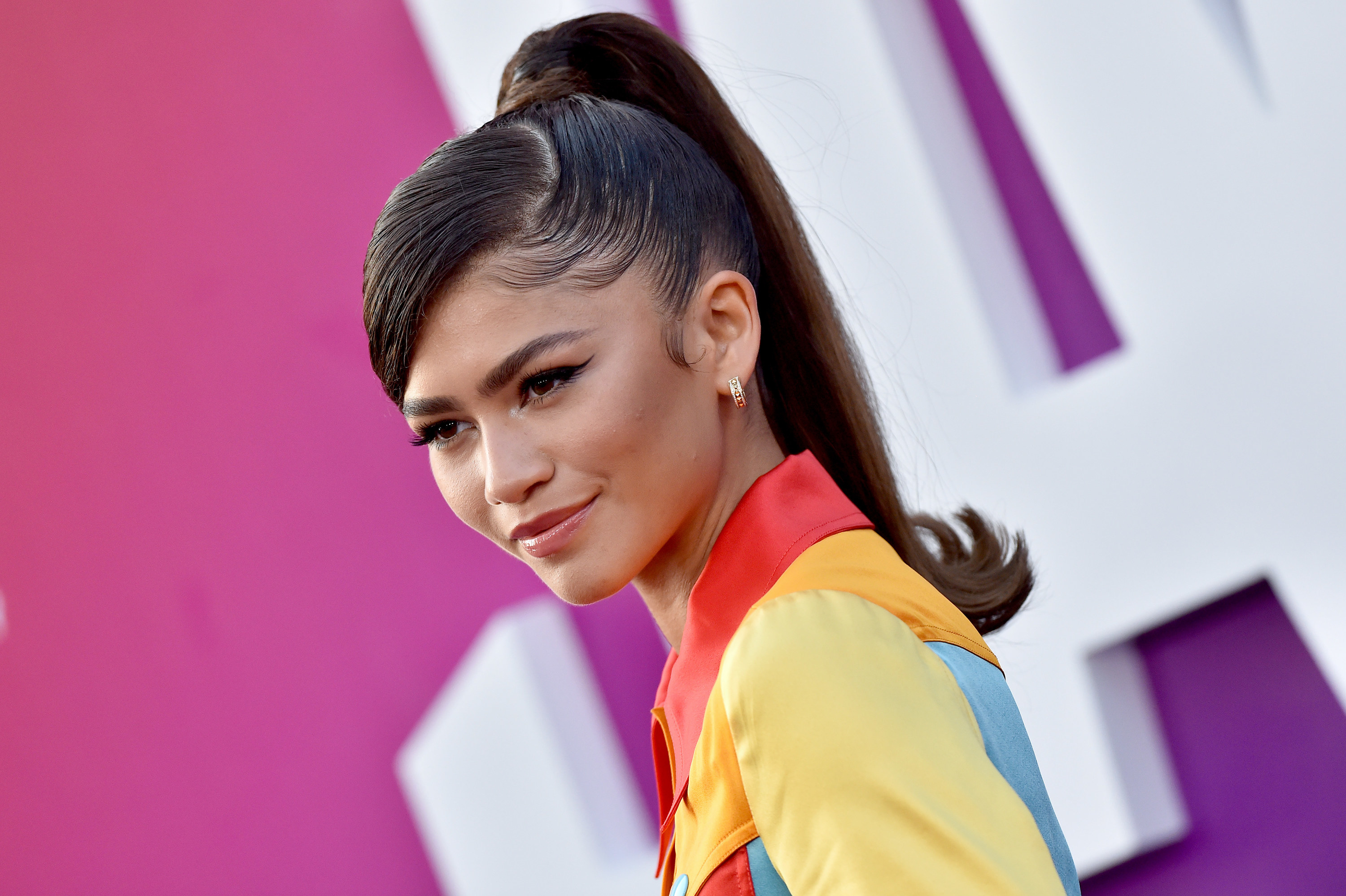 Zendaya is photographed at a film premiere in Los Angeles