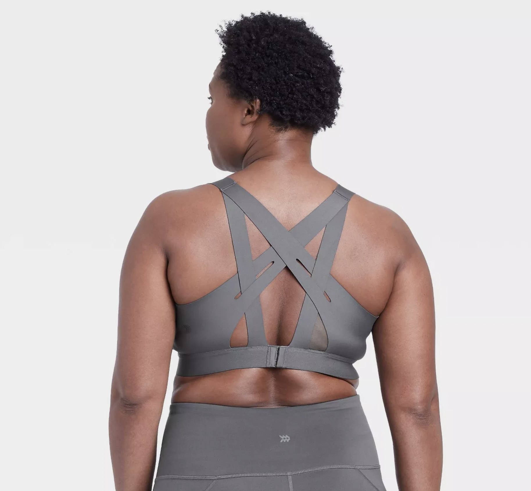 The gray strappy sports bra