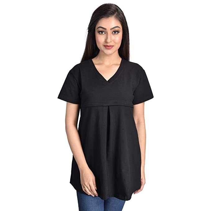 Black peplum top with short sleeves