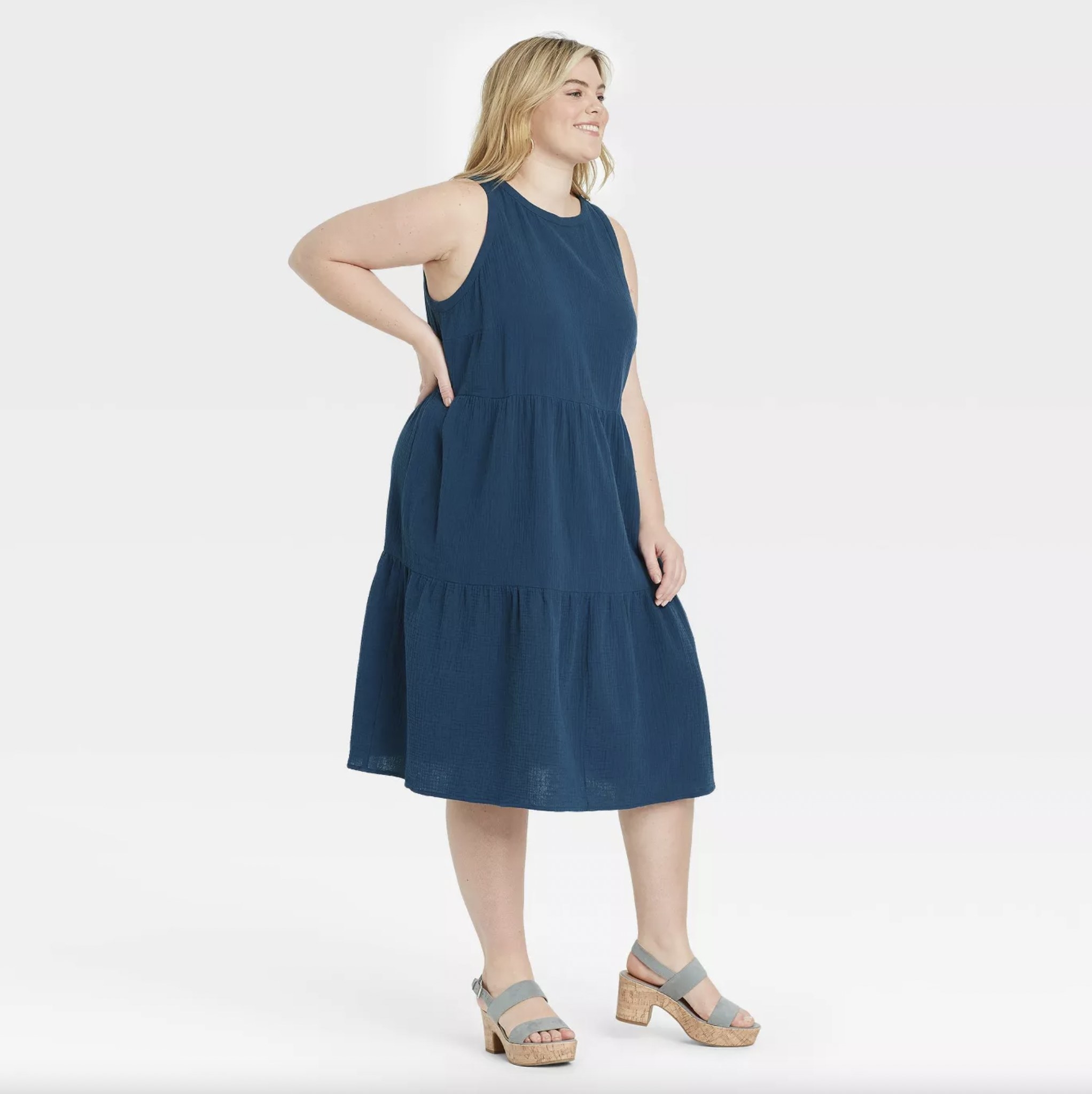 The navy blue tiered dress