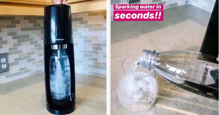 BuzzFeed Shopping reviewer&#x27;s Soda Stream with caption &quot;sparkling water in seconds&quot;