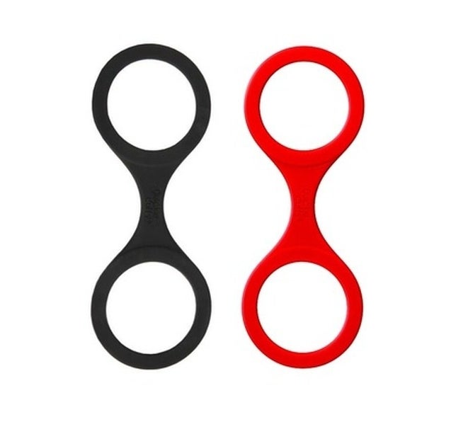 Black silicone cuffs beside red silicone cuffs