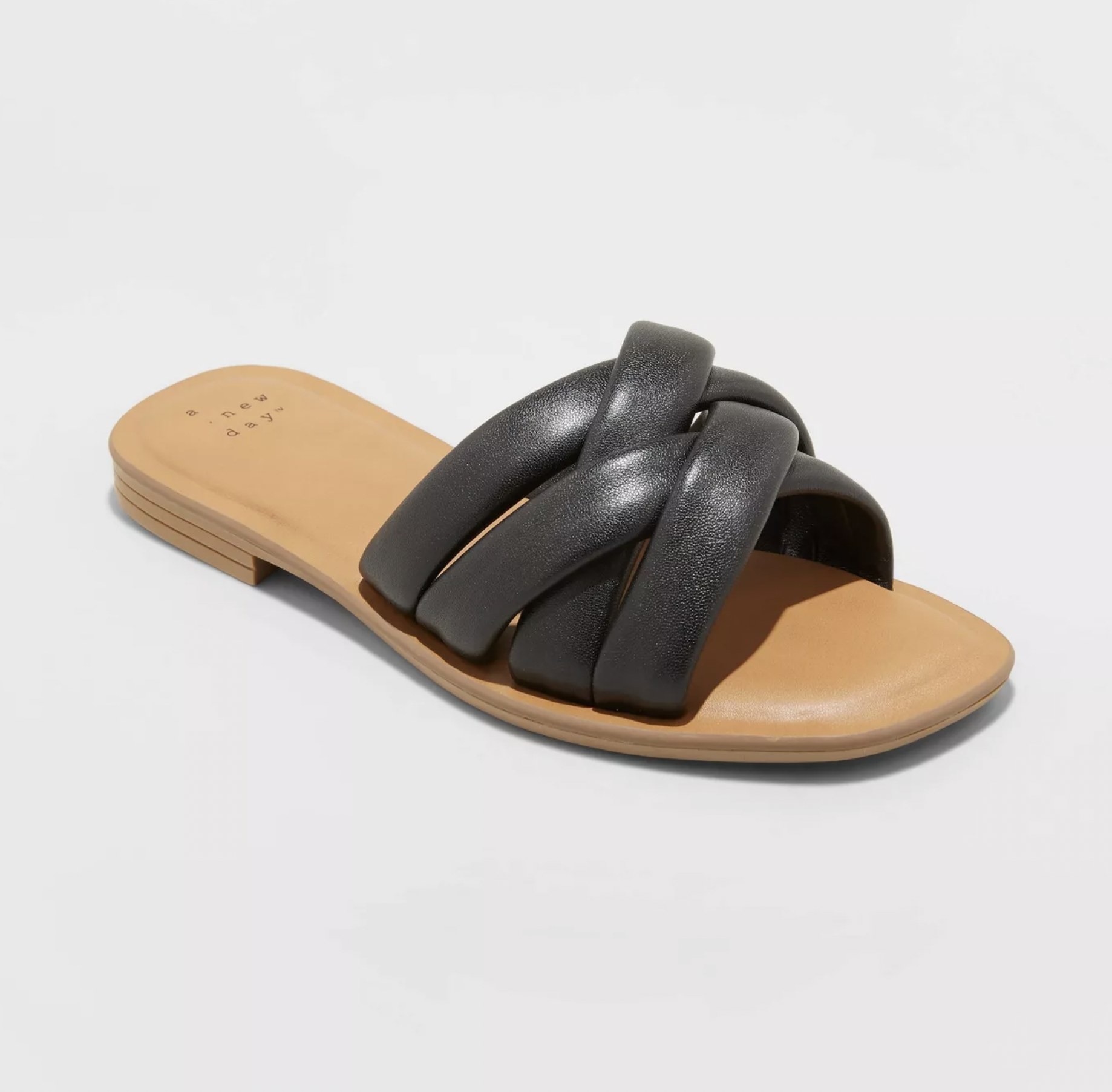 The black padded sandals