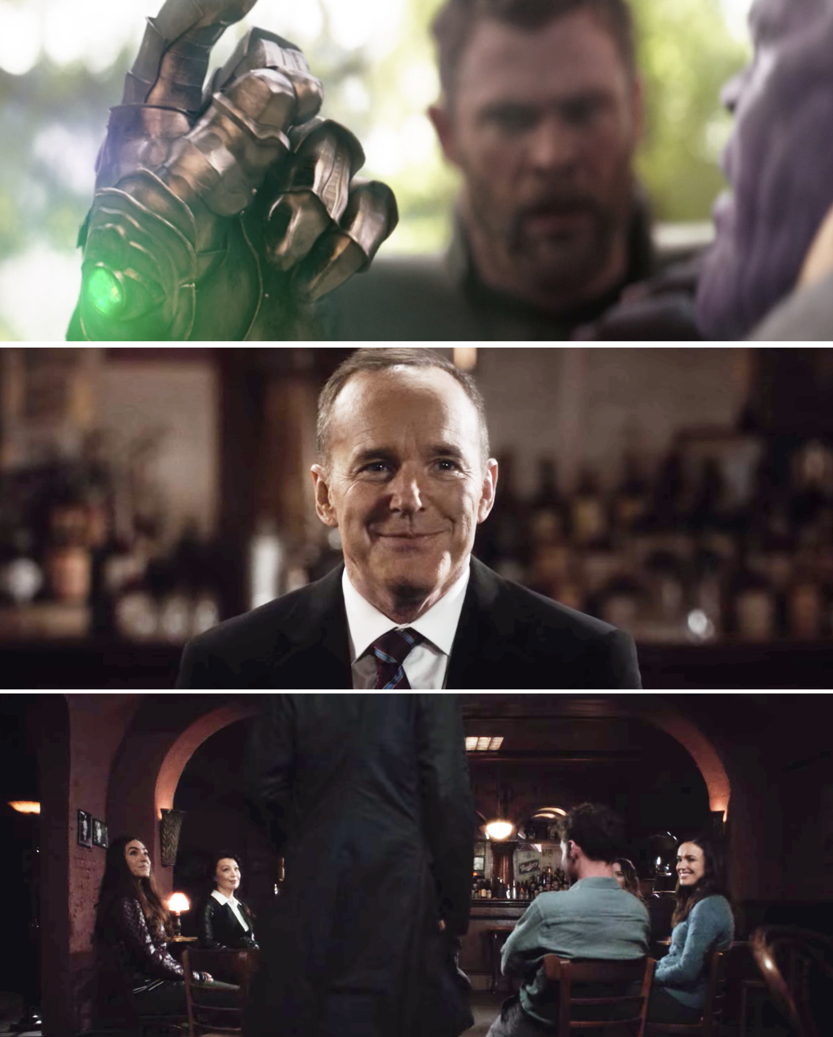 Thanos snapping his fingers vs. Coulson and his team talking