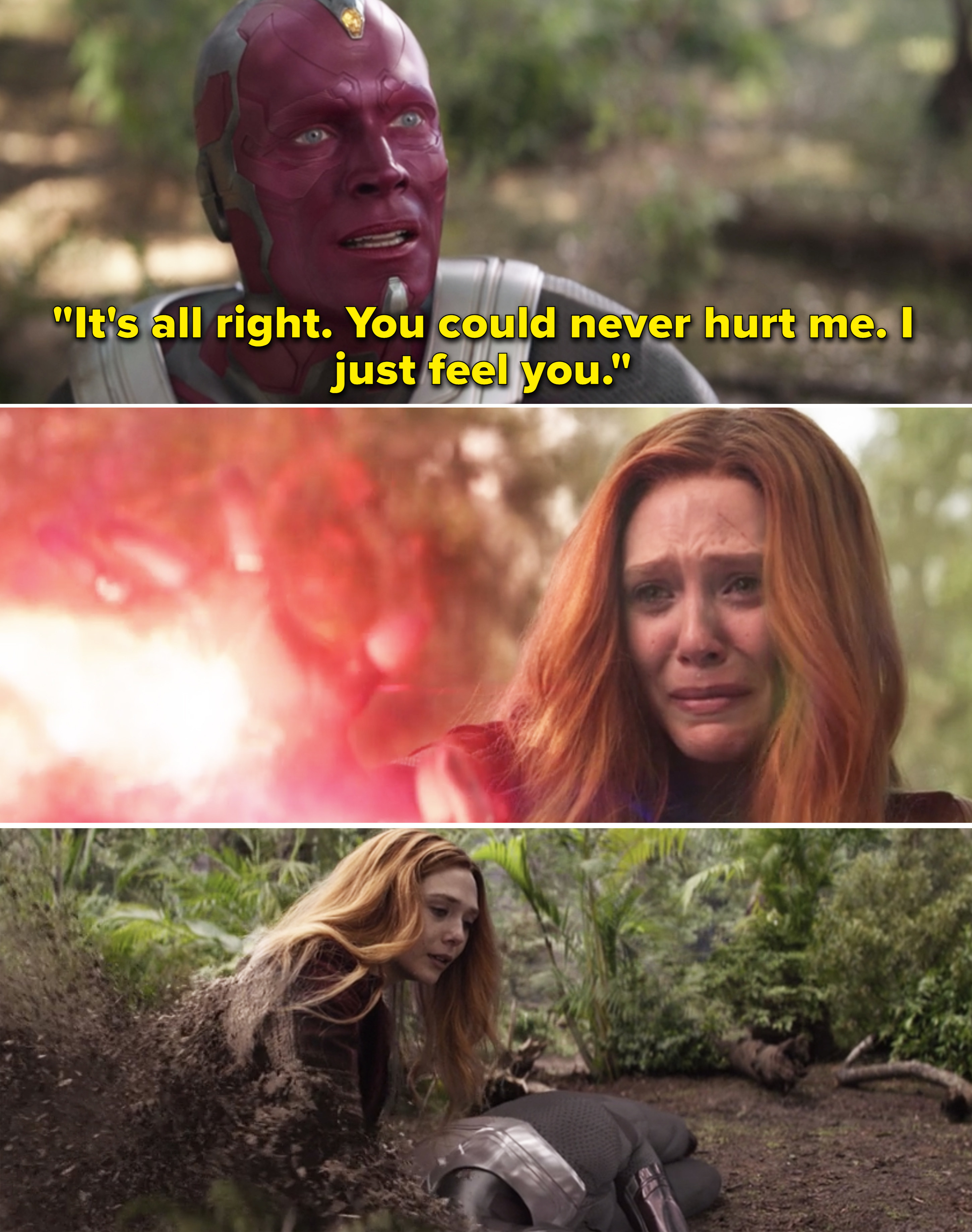 Vision telling Wanda, &quot;It&#x27;s all right. You could never hurt me. I just feel you&quot;