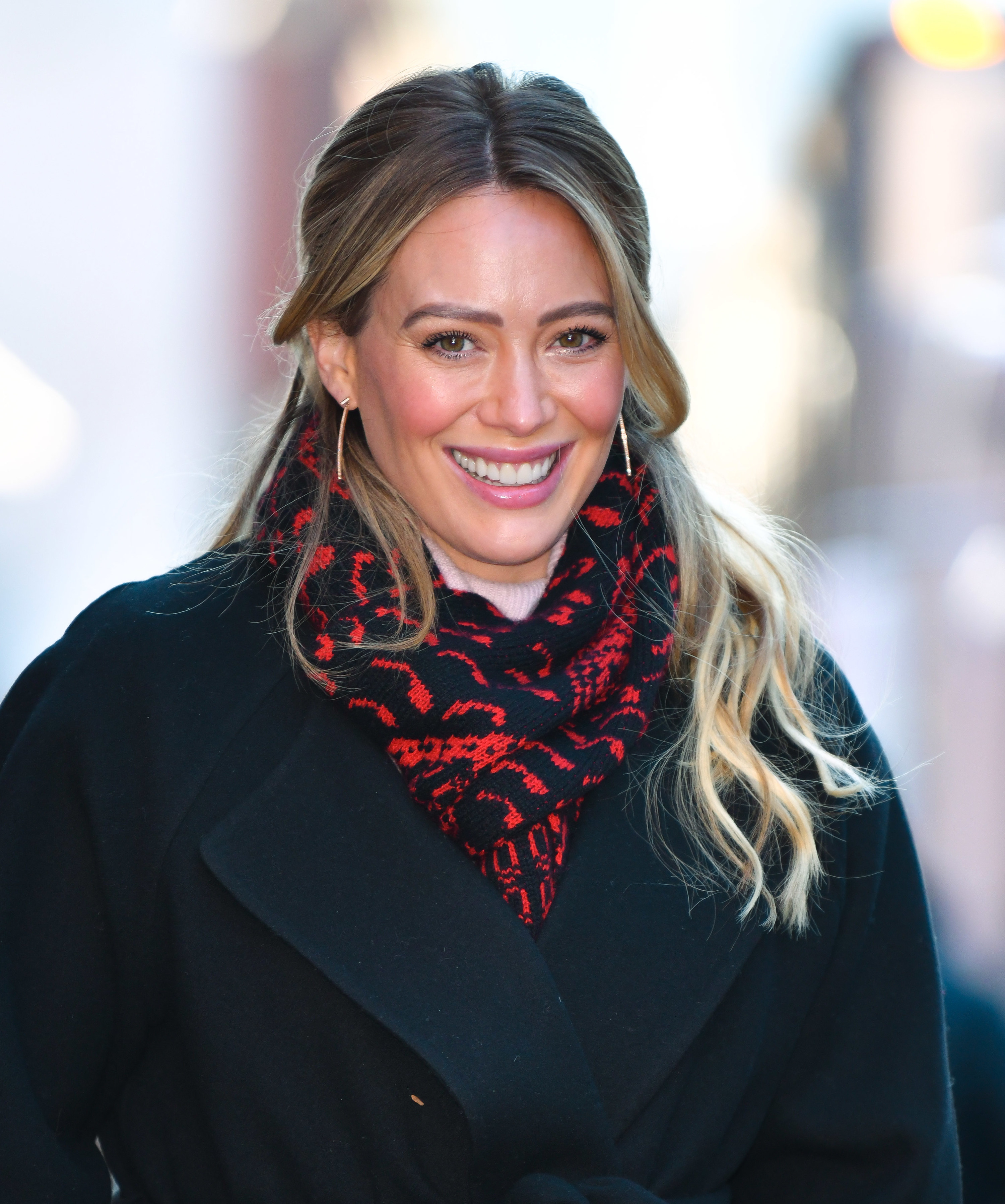 Hilary Duff is pictured on the set of Younger