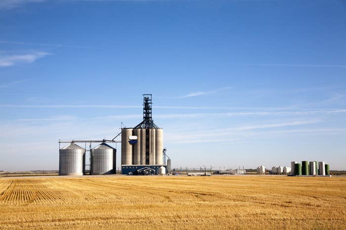 A photo of a wheat tower on the prairies