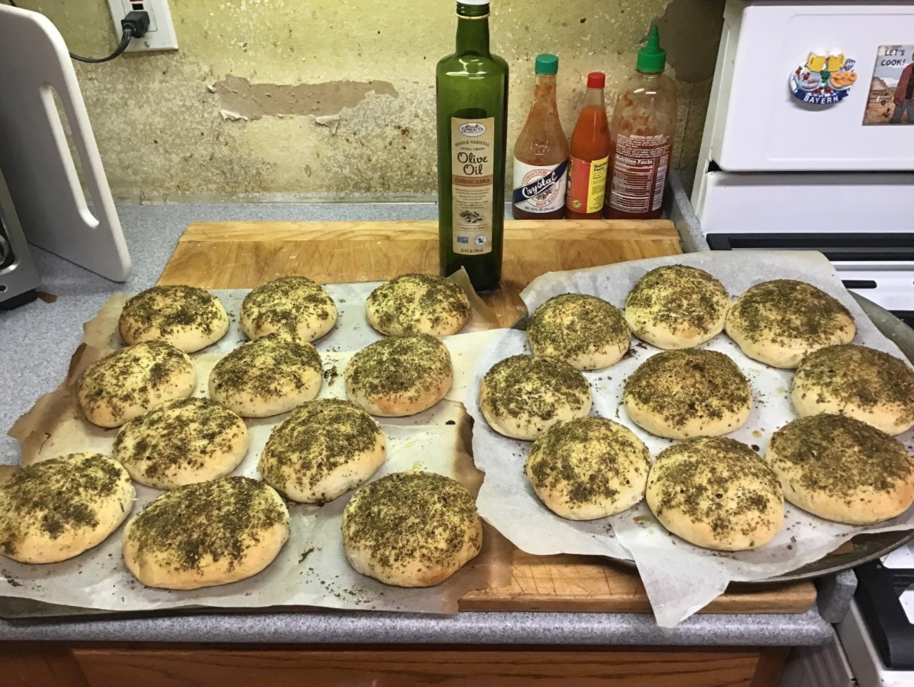 The Za&#x27;atar being used to top pita bread