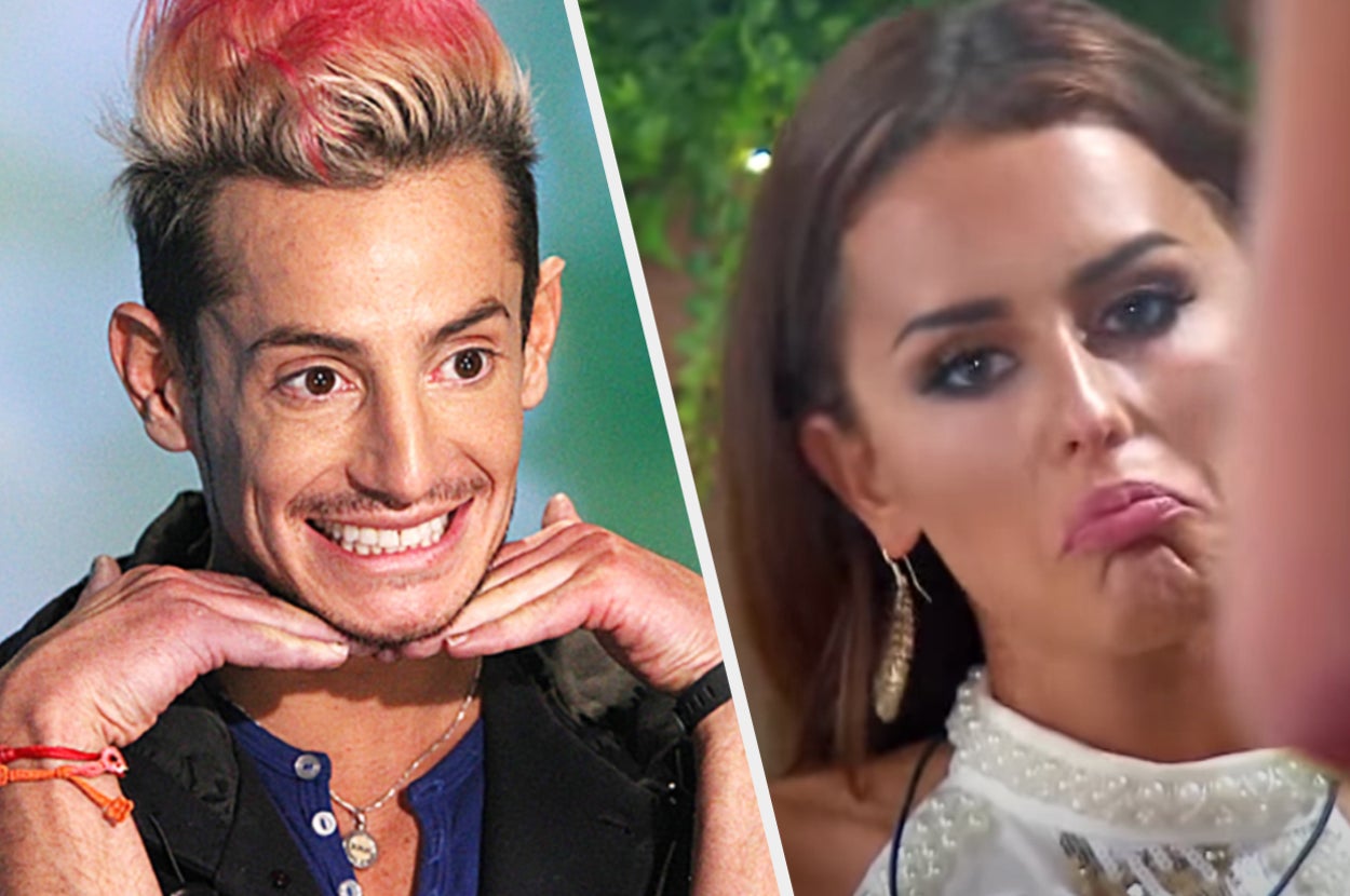 A contestant on Big brother and a contestant on love island making funny faces