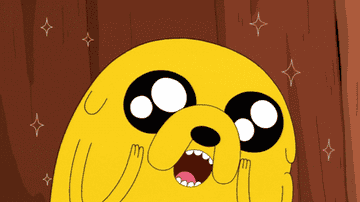 Gif of Jake from Adventure Time looking excited