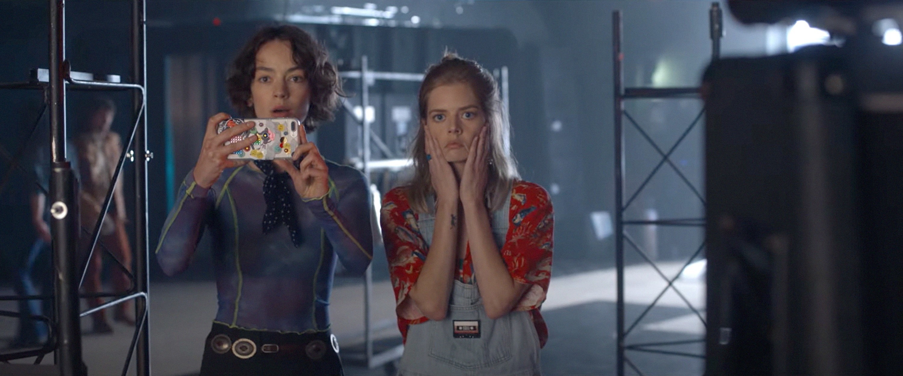 Brigette Lundy-Paine and Samara Weaving in Bill and Ted Face The Music