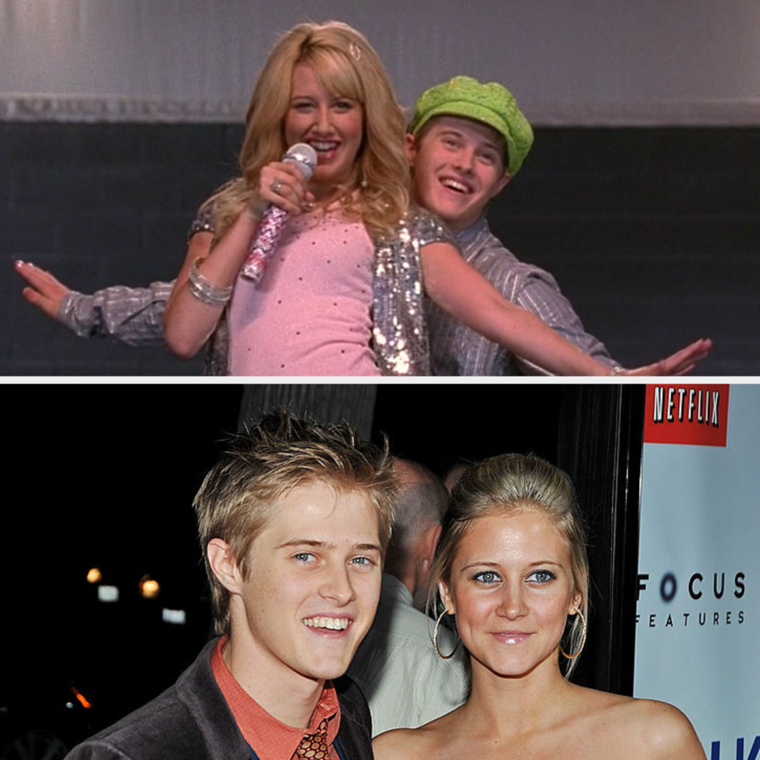 Above, Sharpay and Ryan are performing. Below, Lucas and Autumn at a premiere event