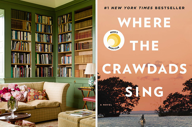 a green library on the left and where the crawdad's sing on the right