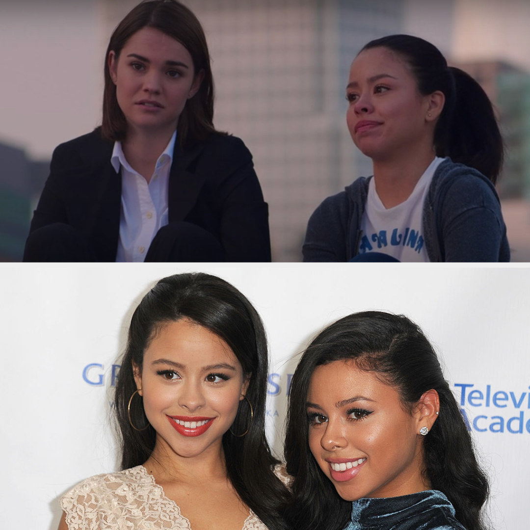 Above, Callie and Mariana are sitting on a roof together. Below, Cierra and Savannah are at the Television Academy Honors