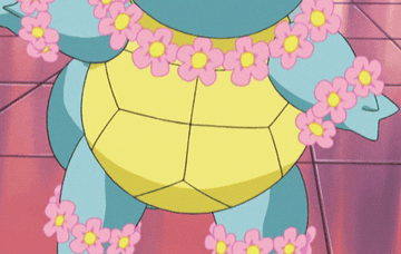 squirtle from pokemon wearing flowers