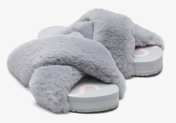 the fuzzy slides in gray