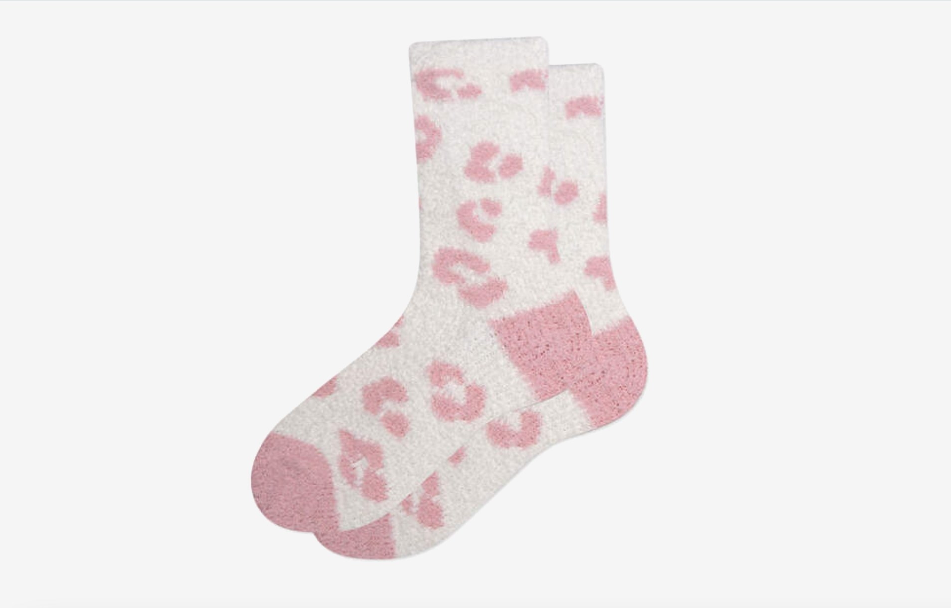the pink leopard cozy crew socks